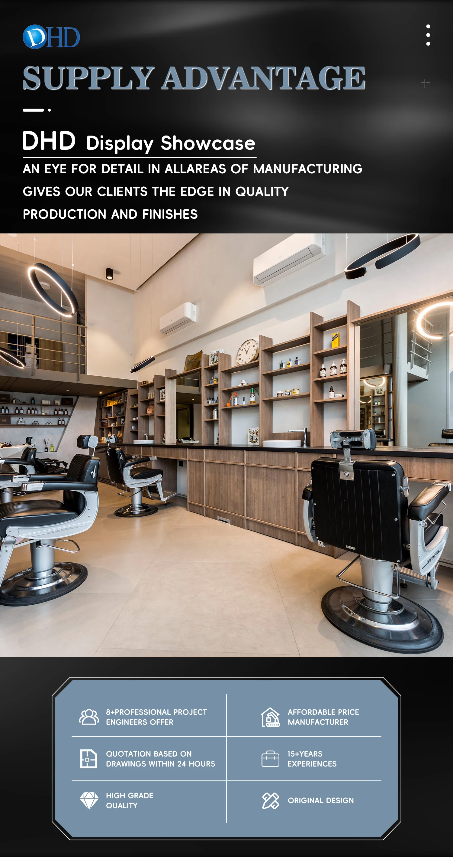 Customized Glass Display Shelves & Wooden Wig Rack for Barber Shop ...