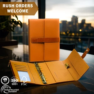 Premium Notebook Binder Personalized A5 Pu Leather Loose Leaf Journal Zippered Design 6 Ring Planner Agenda Diary Gift Set