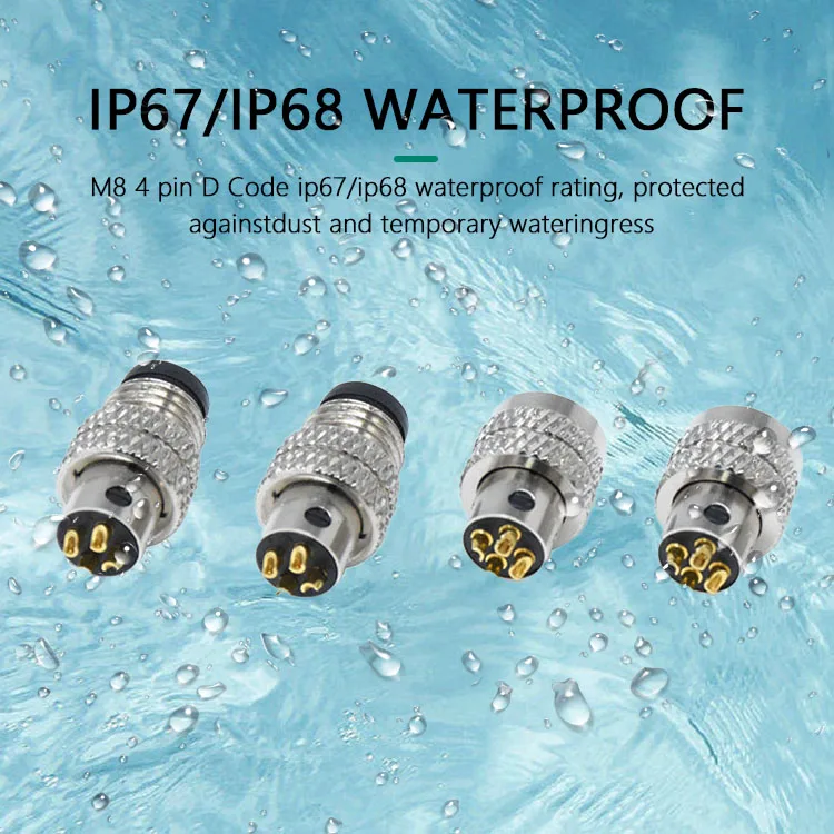 Industrial Electrical Power Waterproof Connector M8 4 Pin D Code Circular Moldable Male Female Plug Connector