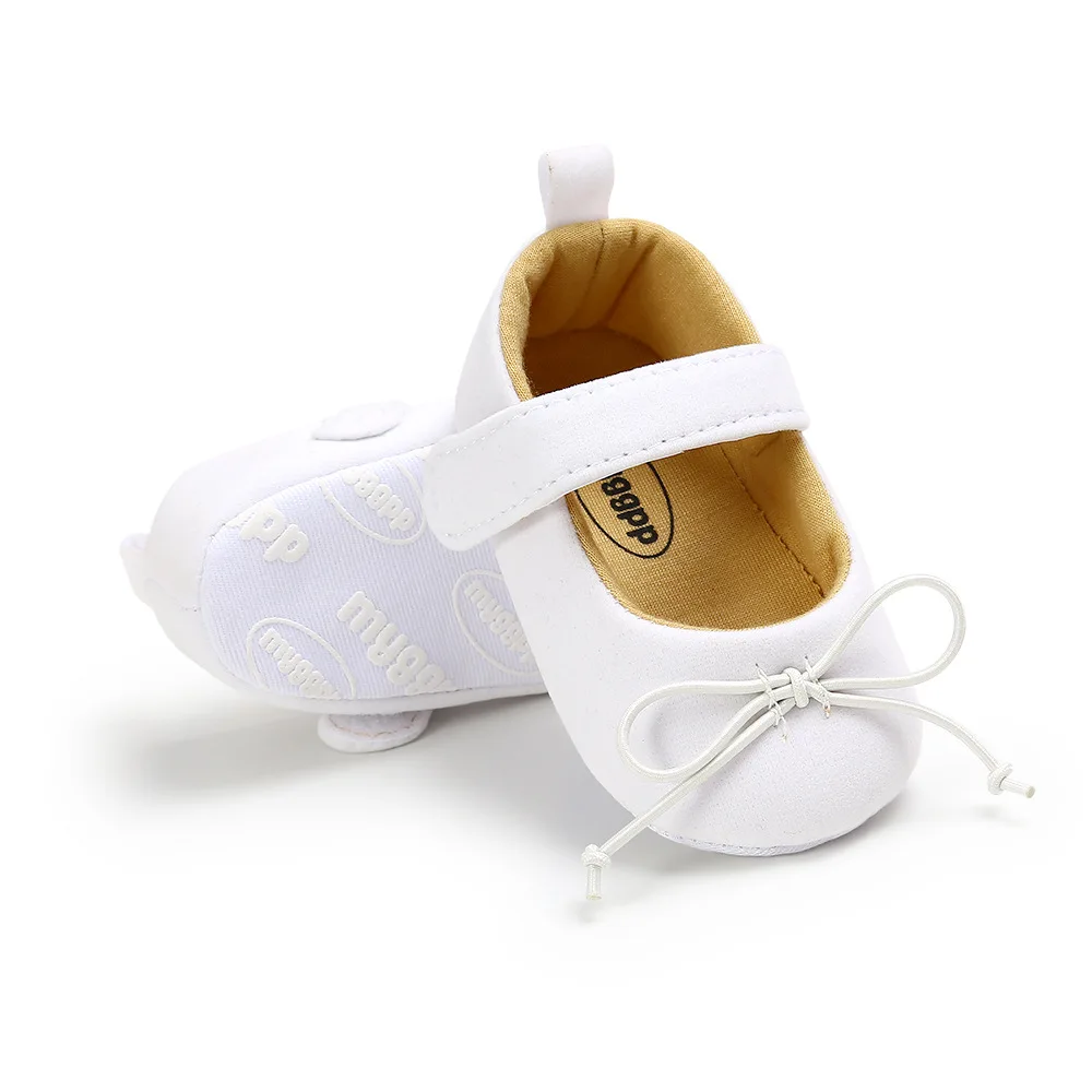 Solid Color Bow-knot Baby Girl Shoes with Flower Baby Walking Shoes