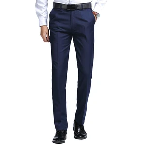 High Men's Casual Suit Pants Customized Wholesale Comfortable Breathable Solid Color Straight Pattern Worsted Fabric Zipper Fly