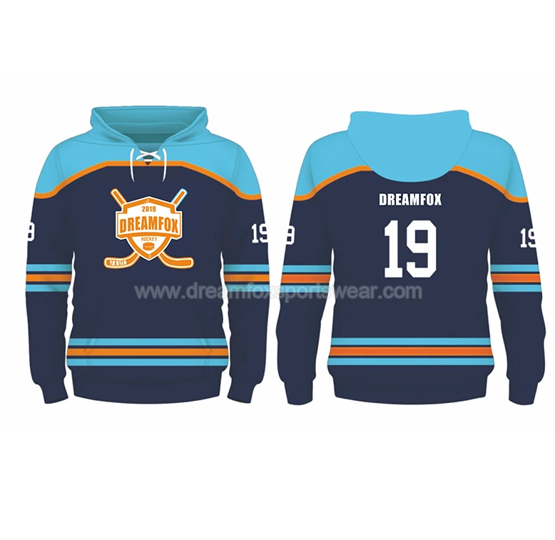 Source best youth hockey style sweatshirt sublimation lace up hockey hoodie  cool ice hockey hoodie with string on m.