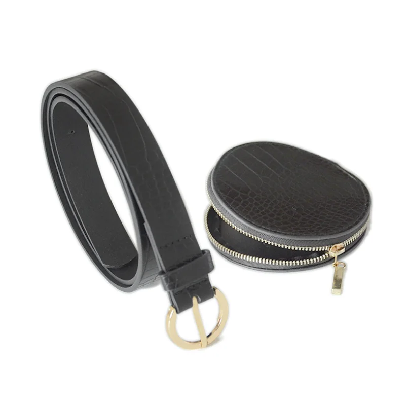 PU кожаный поясной ремень с мини-кошельком