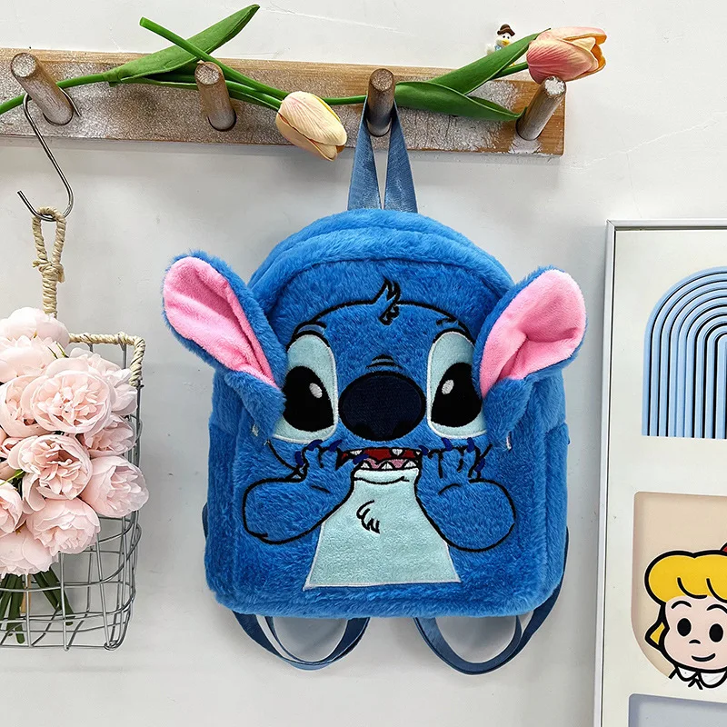 Lovely Cartoon Cute Stitch Plush Schoolbags High-Capacity Anti-Lost Backpacks Waterproof Travel Knapsack Storage for Children