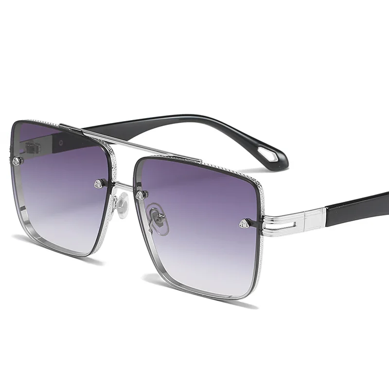 2023 High Quality Gradient Double Beam Metal Large Frame UV Resistant Sunglasses