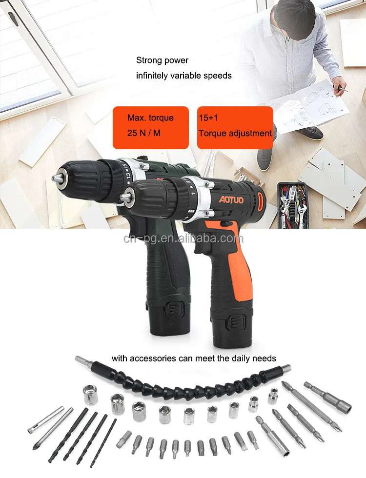 EMB 12V Household Lithium Battery Cordless Drill Driver Power Drill with 77 Pieces