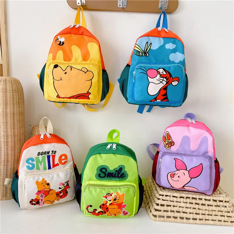 High Quality Cartoon Cute Yellow Bear Tiger Pig Backpack High capacity Oxford Waterproof Kindergarten School Bags For Children