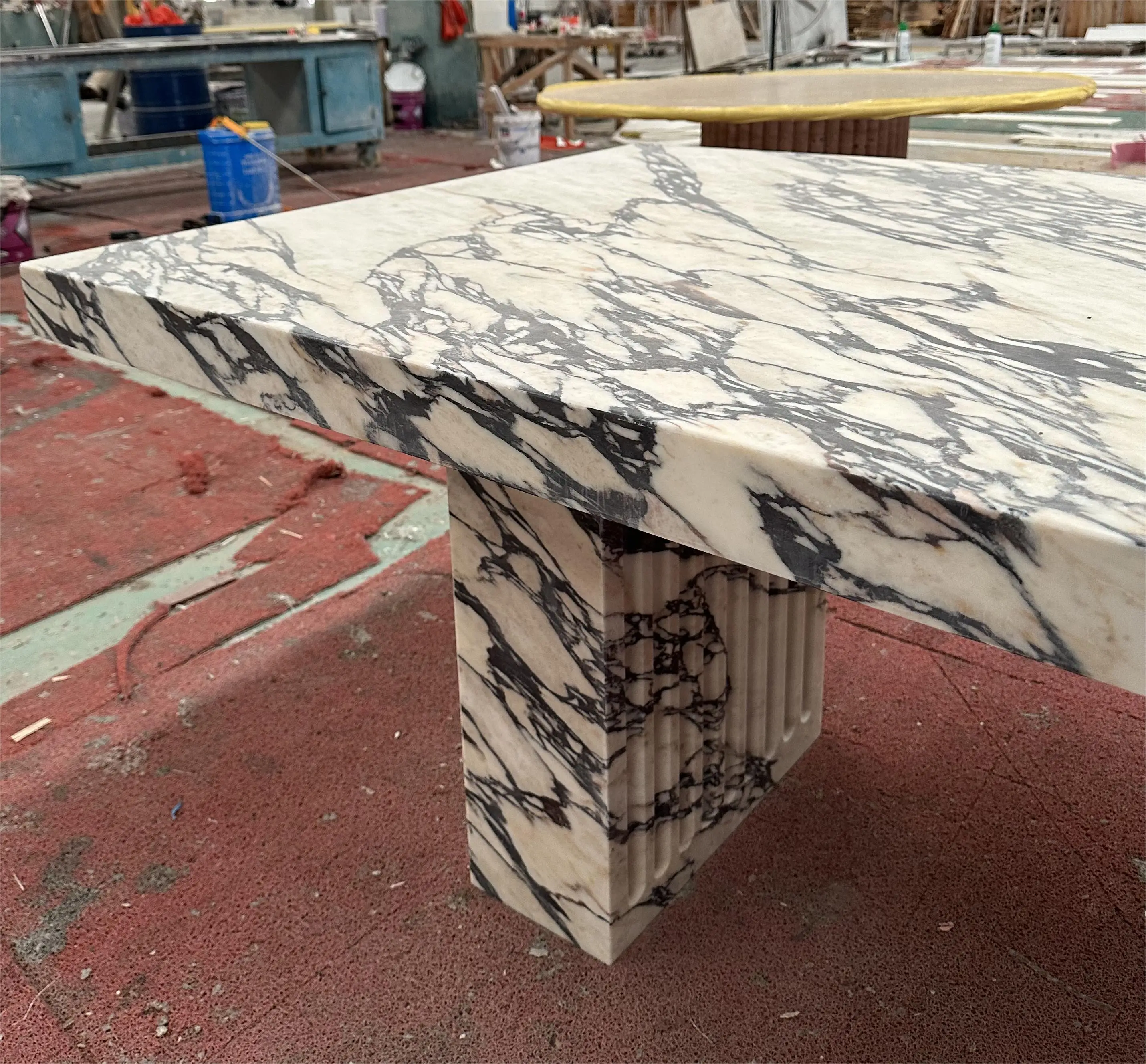 Роскошный Прямоугольный Обеденный стол из натурального мрамора Calacatta Viola Marble обеденный