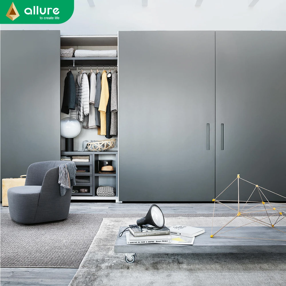Allure cheap mdf clothes 3 sliding door plastic plastic bedroom wardrobe cabinet design with drawers