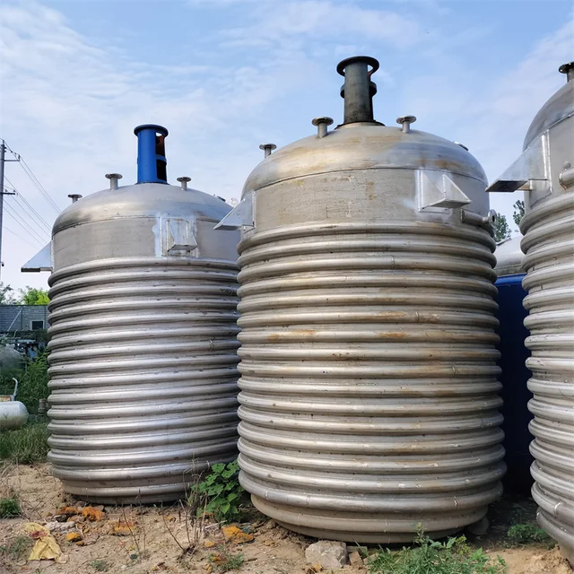 Customized 10,000-liter external coil reaction vessel and vertical industrial vacuum reaction tank