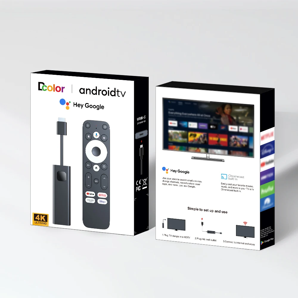 Dcolor Android TV Stick Certifié Google Appareil De Streaming HD
