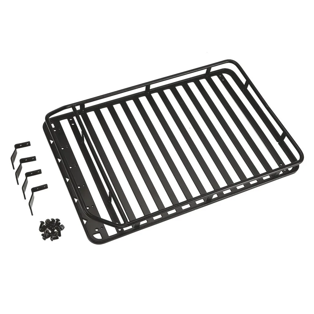 Metal Roof Rack with 4 LED Lights for 1:10 RC Rock Crawler SCX10II 90046 90047 SCX10 D90 Wrangler Trx4 Luggage Rack