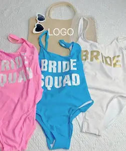 2023 Newstyle Bride Squad Sexy One-piece Swimwear Beachwear Tummy Control One Piece Custom Bikini Women Swimsuit