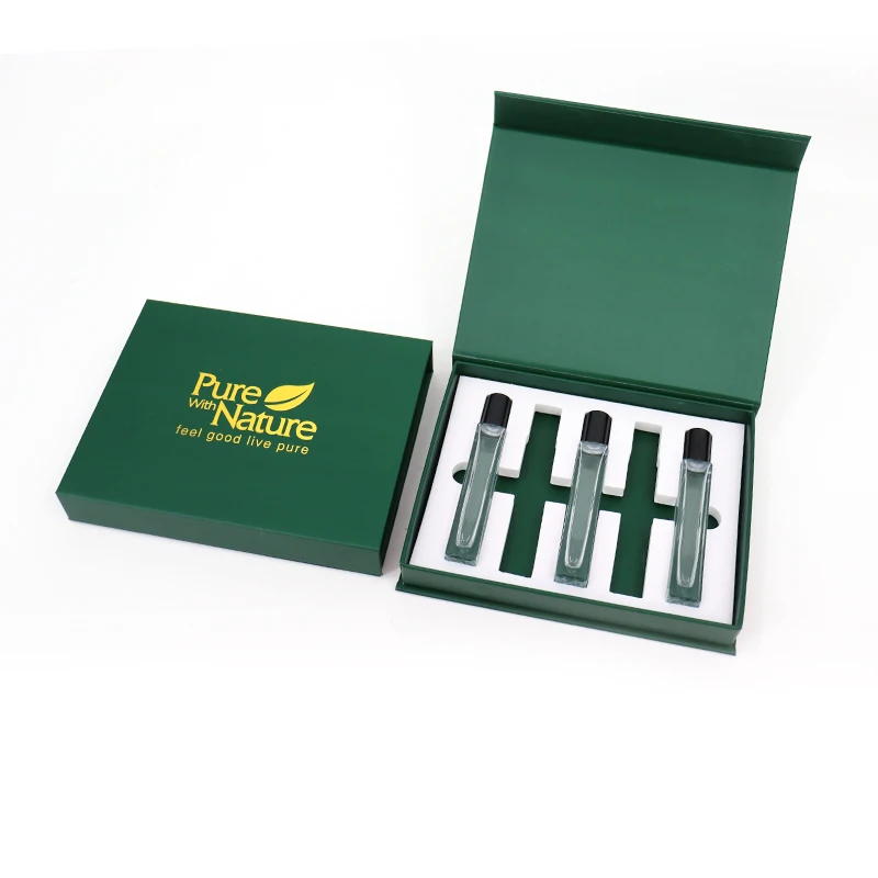 Luxury Custom Fragrance Essential Oil Mini 5ml 8ml 10ml Perfume Roll on Bottle Portable Paper Gift Box Packaging Box With Magnet