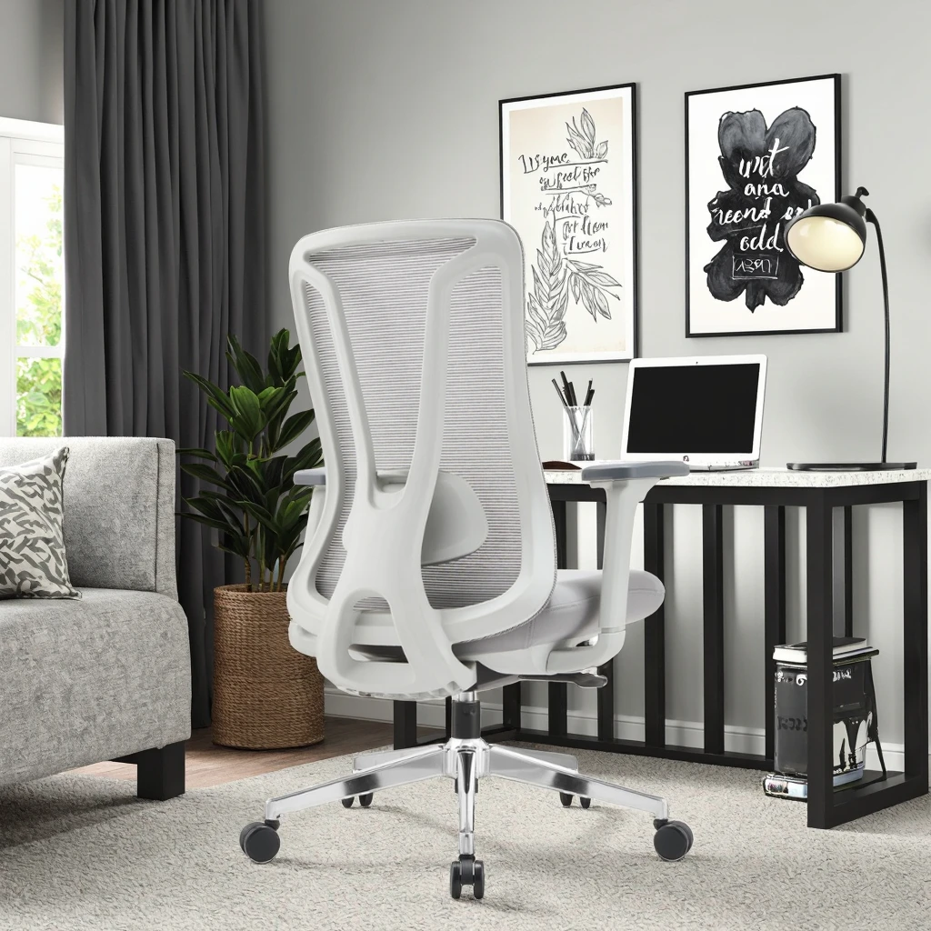 Elite Comfort White PU Office Chair Modern Design Reinforced Support Molded Sponge Construction High Pressure Tested 6