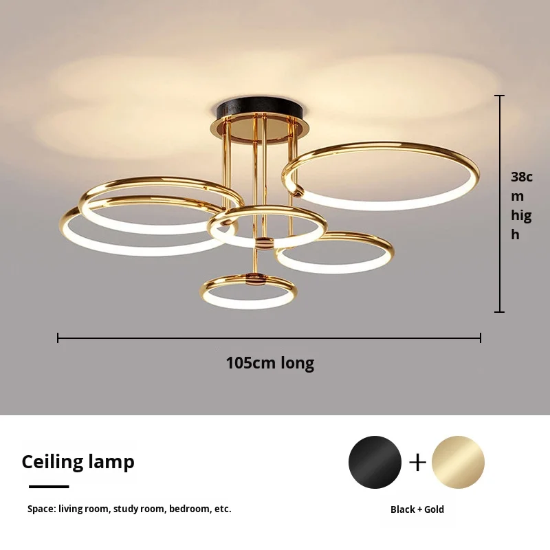 مصباح معلق حديث من الطراز الإسكندنافي مع إضاءة LED، تصميم بسيط على شكل حلقة، مناسب لغرفة الطعام وغرفة المعيشة وغرف النوم الرئيسية لمصابيح السقف