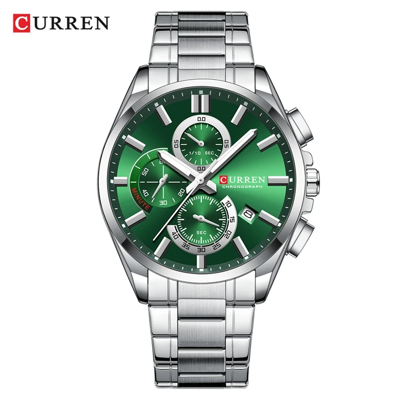 Curren 8475 Quartz Men's Chronograph Watch - Luxury Stainless
