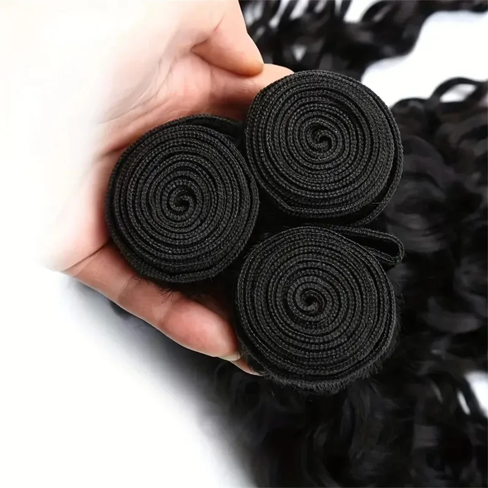 Human Hair Water Wave Double Weft Bundles For Women Natural Black Color 100% Human Hair Quality Pure Brazilian Hair 8-32 Inch_voghion.com