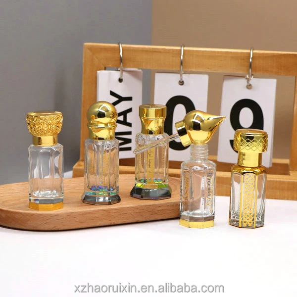 Luxury Fancy 3ml 6ml 12ml Octagon Arabian Arabic Perfume Essential Attar Oil Bottle 3 Ml Attar Bottles Glass Dipstick