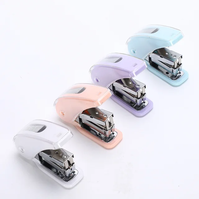 Creative Macaron Color Fan Stapler Hand-held Binding Machine Cartoon Vertical Set Cute Mini Stapler