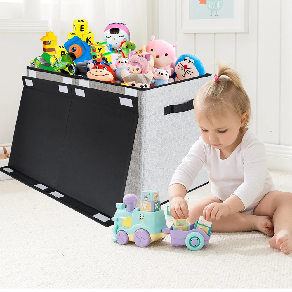 Boîte à Jouets Pliable 99x34x40cm - Rangement Enfant Avec Cloisons Amovibles