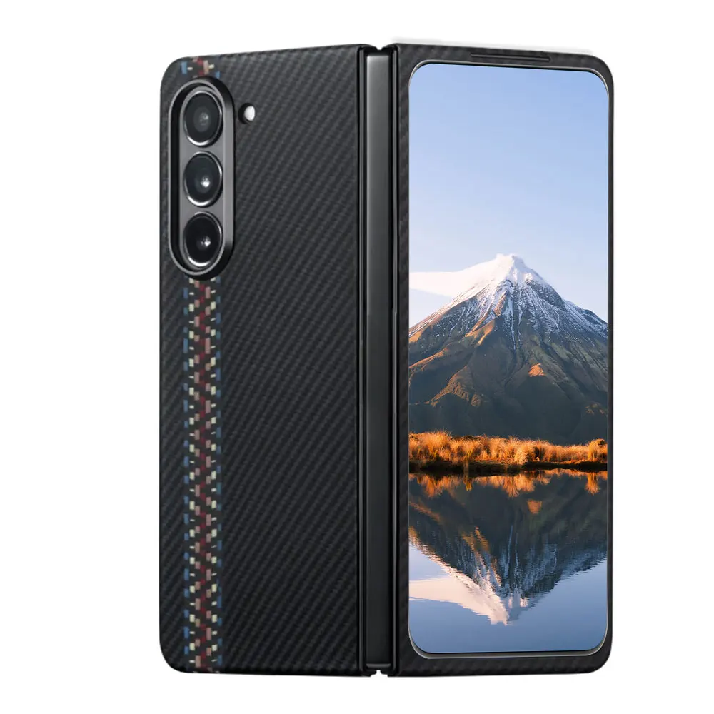 Weaving Plain Cover Aramid Fiber Phone Case For Samsung Galaxy Fold5 Fold4 Fold3 Z Fold2 SJK484 Skin Feel Anti Drop Laudtec manufacture