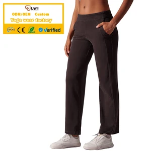 Custom Baggy Pants Solid Pattern Wide Leg High Velvet Corduroy Ribbed Casual Yoga Straight Leg Pants with Pocket