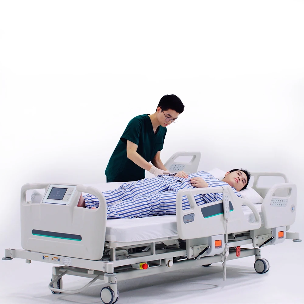 Premium electric medical nursing hospital bed for ICU patient automatic turn over tilt forward and backward back and knee rest