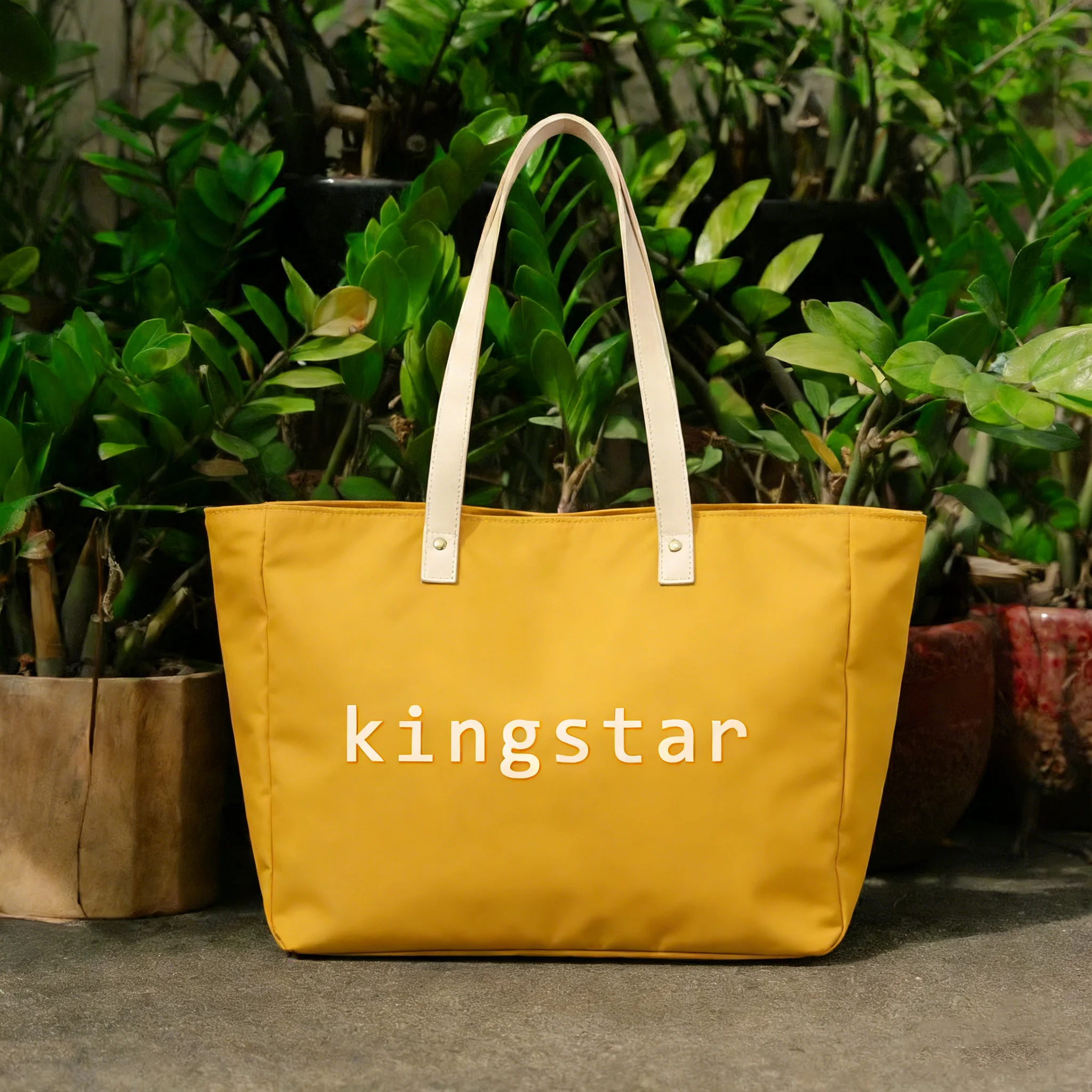 Customized Waterproof Beach Style Women's Stylish Reusable Nylon Shopping Tote Bags with Logo Printed