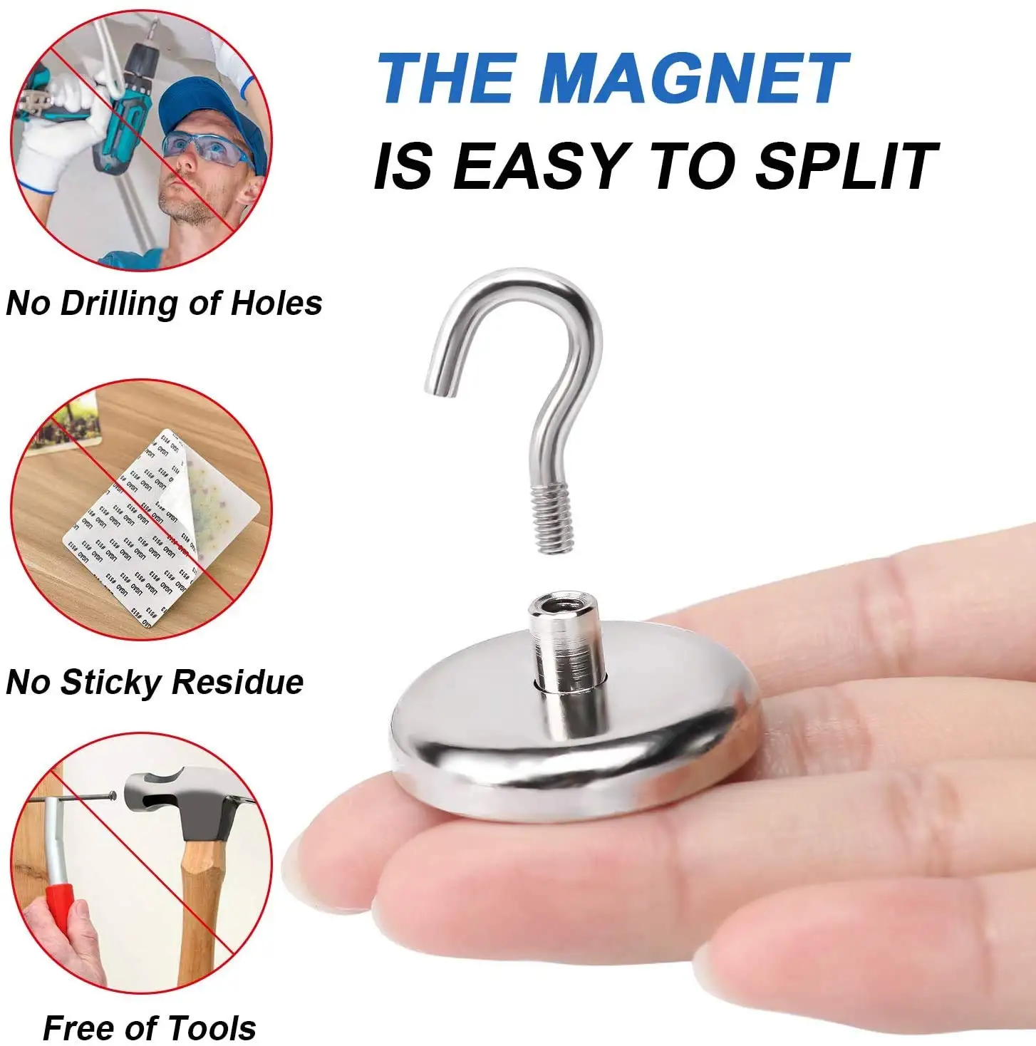 Оптовая продажа сверхмощные Неодимовые Магнитные Крючки 75 фунтов для подвешивания горшечный магнит с крючком