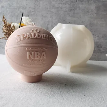J1122 DIY Epoxy Resin Simulation Basketball Mould 3D Large Size NBA Spalding Basketball Candle Silicone Mold