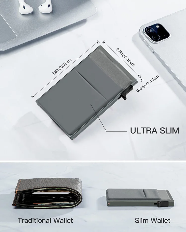 Customized Logo Pop Up Credit Card Holder,Aluminum Slim Card Case ,Pocket Travel Business Wallet With Rfid Blocking