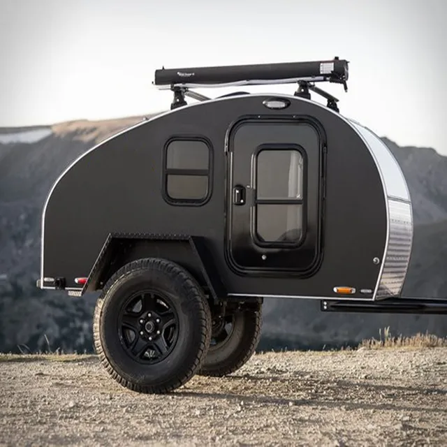 Ecocampor Lightweight Teardrop Camper Trailer RV Caravan with Kitchen and Tent for sale