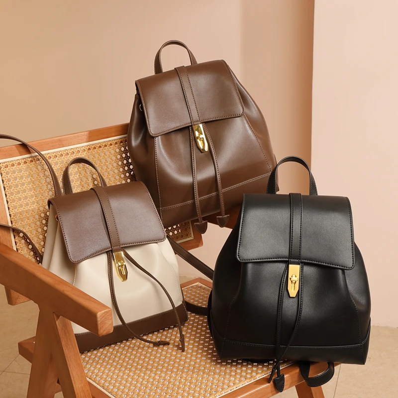 Customize Latest Design Hot Sale Female Backpack for Women Leather Back Pack British Style Design School Bag Leather Backpack