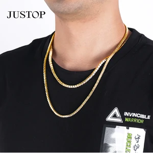 Hip Hop Vacation Unisex Fashion Jewelry Chokers Necklace Brass Gold Plated Iced Out CZ Tennis Chain