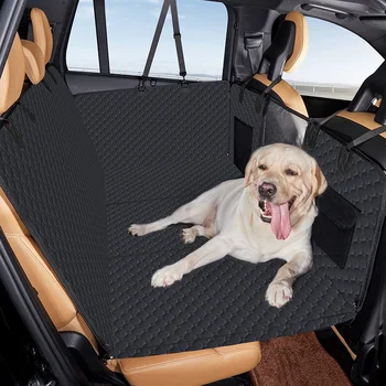 8-Layer 600D Oxford Heavy Duty Nonslip Durable Waterproof Hard Bottom Dog Hammock Car Seat Extender with Mesh Window Side Flap