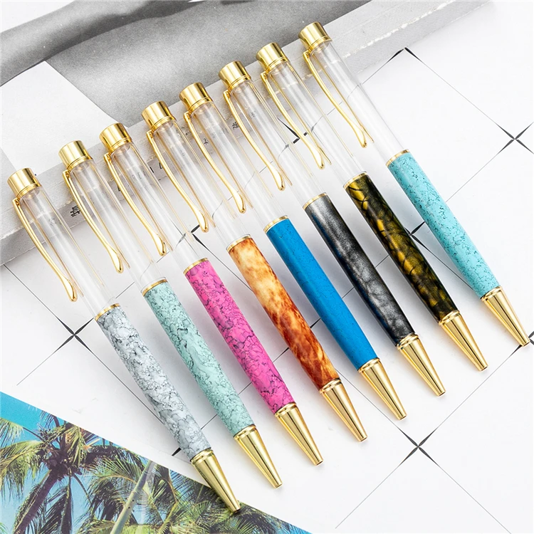 fashion marble colors hotel diy stainless steel roller ball pen