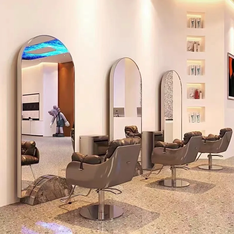 Beauty Salon Furniture Set Full Length Salon Mirror Station Led Styling