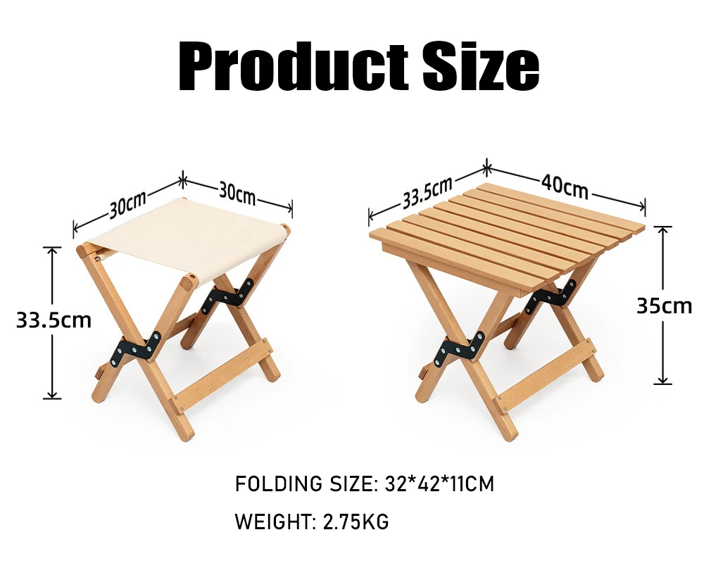 Portable Seat Outdoor Folding Table Stool Chair Wooden Low Stool ...
