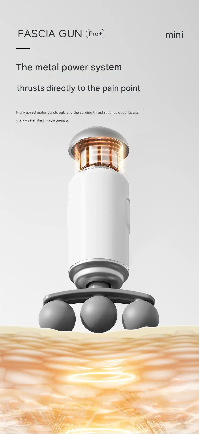 Triple Head Fascial Gun Massage 6 Adjustable Speed Levels Mini and Easy to Handle