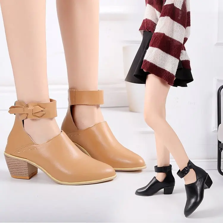Nieuwe Plus Size Vrouwen Schoenen Mid-hak Korte Laarzen Mode Vrouwen  Lederen Laarzen Ronde Neus Enkel Laarzen - Buy Vrouwen Winter Laarzen Hakken  Korte Laarzen Lucite Hakken Slingback Hakken Hakken Strapy Hakken Exotische