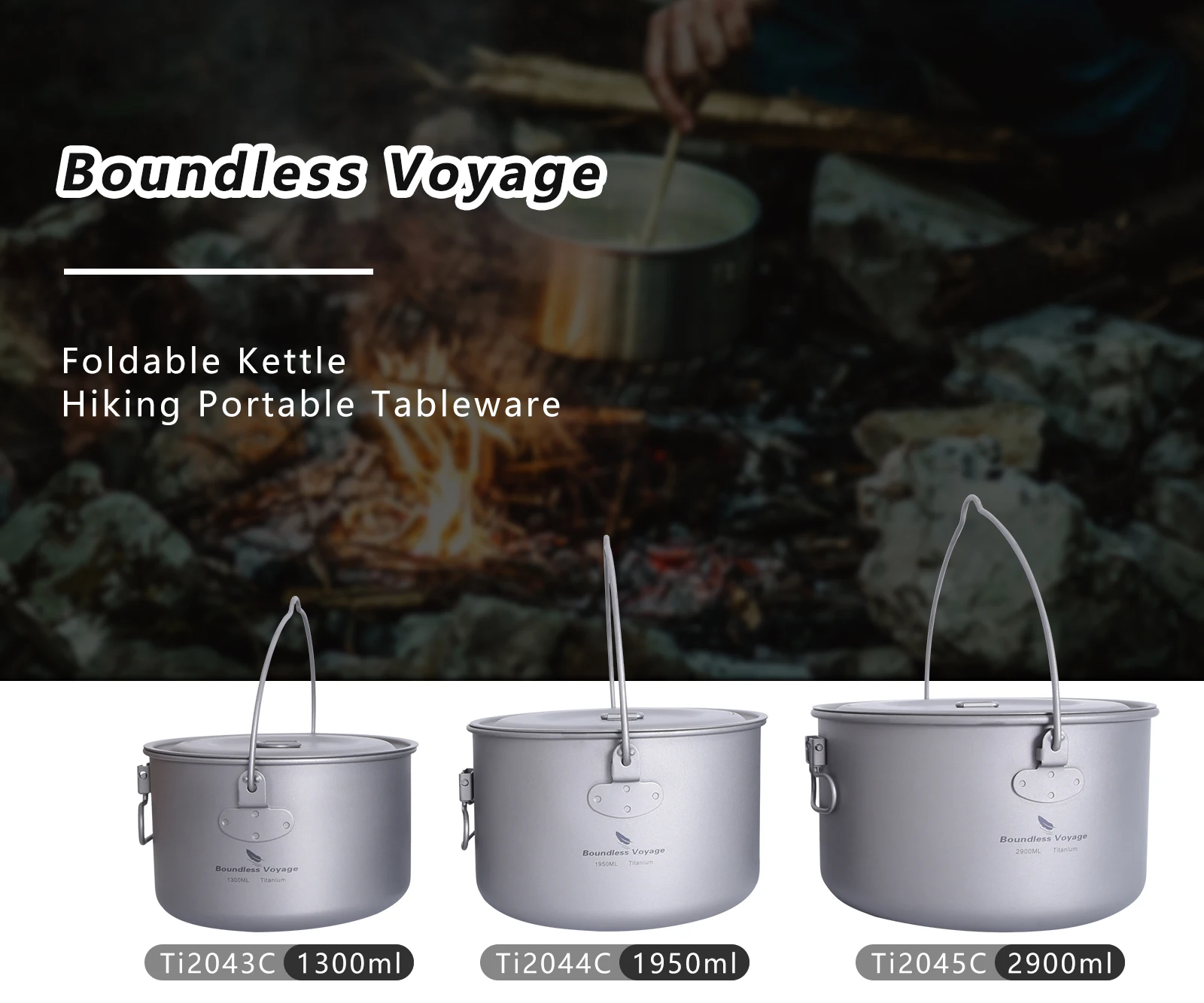 Boundless Voyage Titanium Pot Set 1300/1950/ 2900ml Hanging Pot With