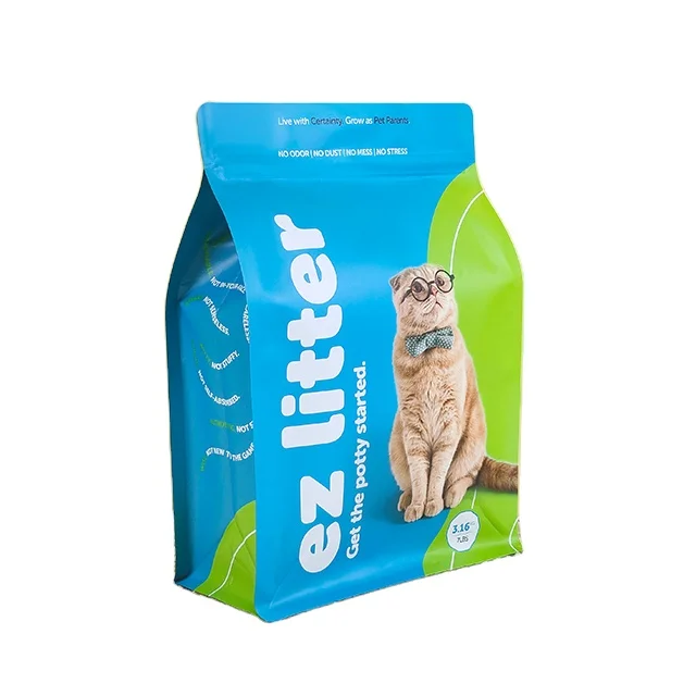 Customized Printed 500g 1kg Aluminum Flat Bottom Plastic Dry Pet Food