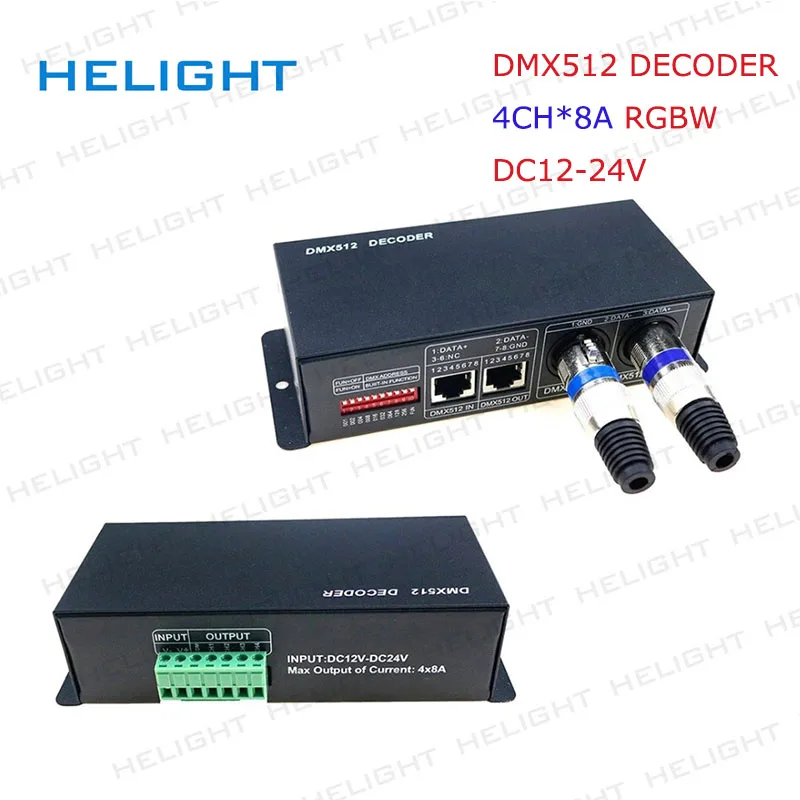 DC12-24V DMX512 Decoder LED Controller 3CH 4Channel Driver RGB/RGBW Strip Light 