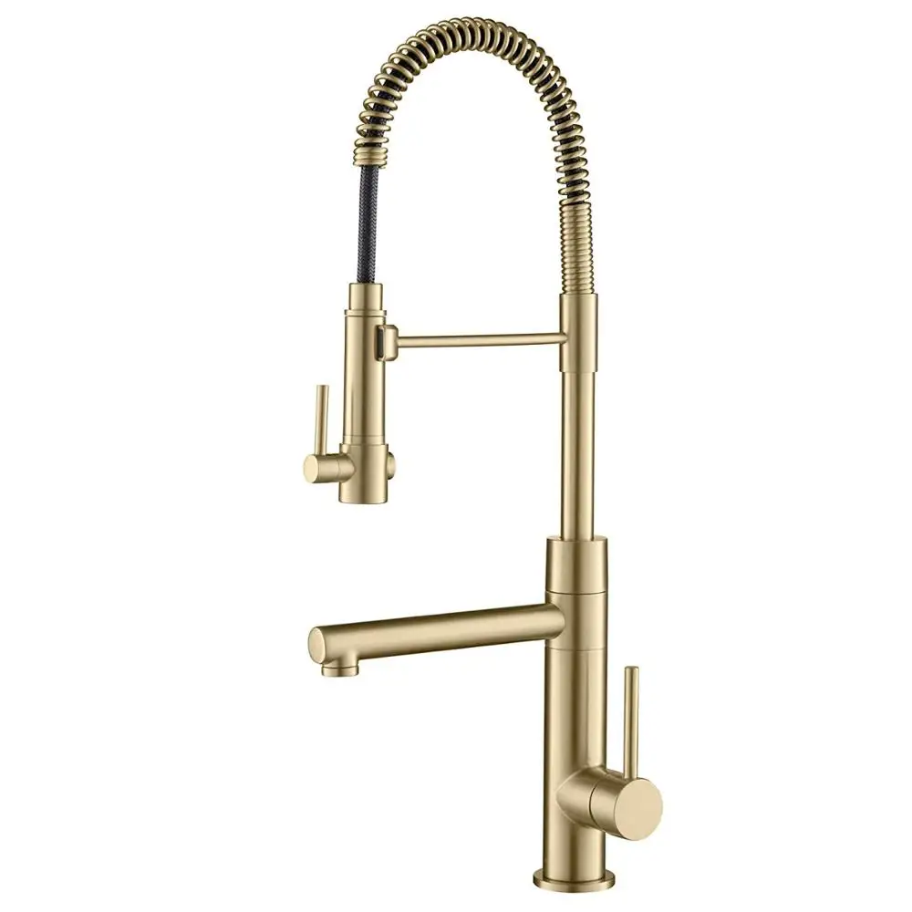CREA Gold Kitchen Faucet with Pull Down Sprayer - Bathroom