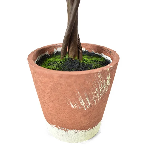 Artificial Boxwood Topiary Tree  Potted Faux Plant Balls in Brown Pulp Planter Tabletop Home