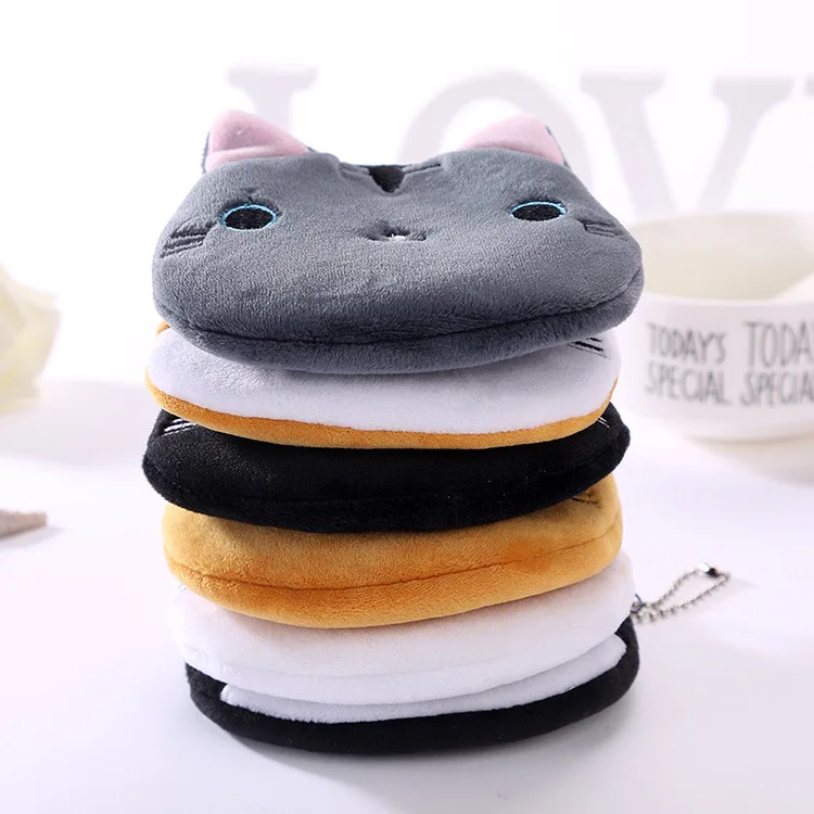 High Quality Soft Plush Lovely Cat Coin Purse Wholesale Custom Kid Gift Anti-Lost Zipper Purses Keychain Accessories Wallet