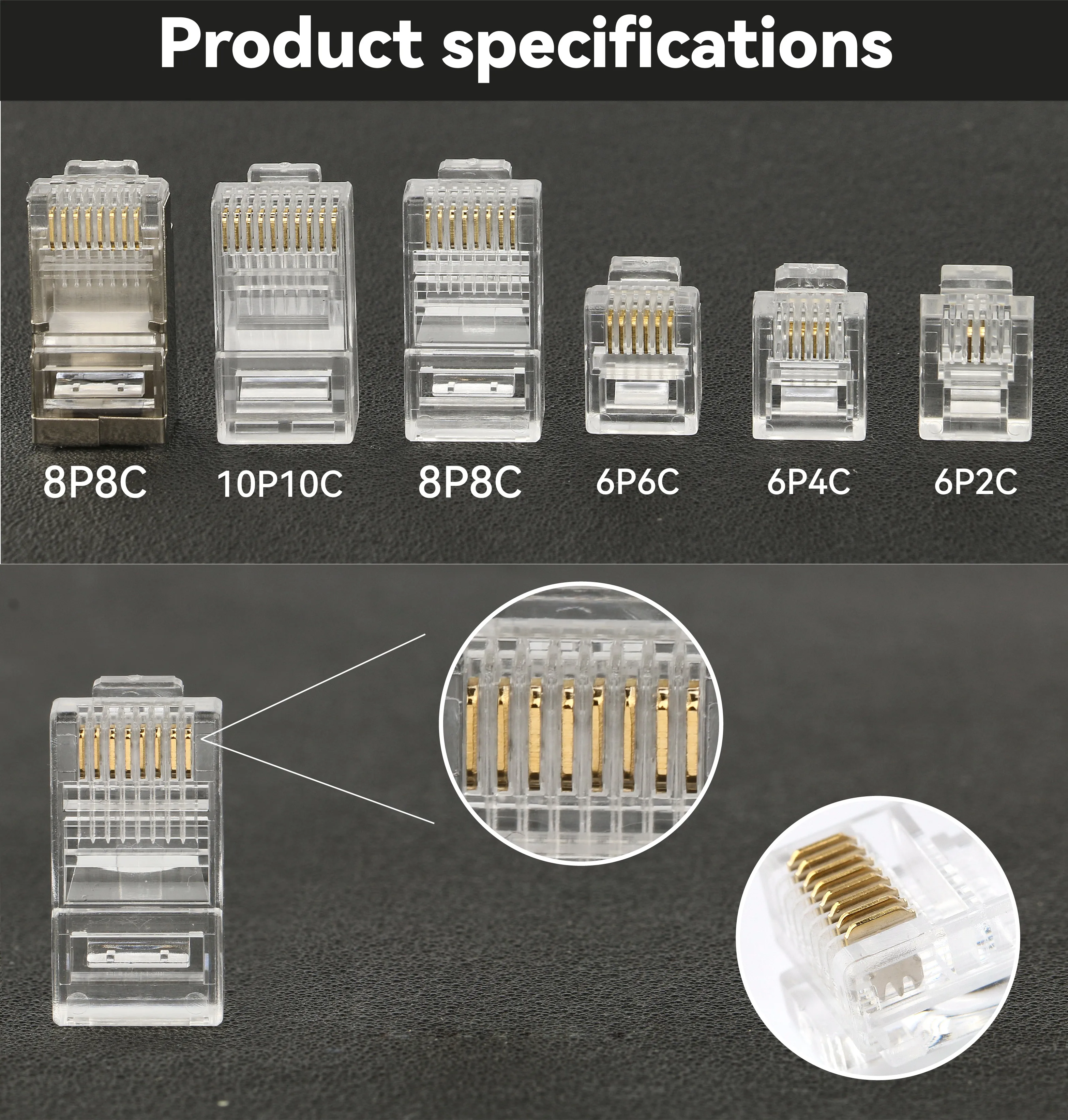 High Quality 8pin RJ45 Male Plug Ethernet Connector Cat6 Connector Rj ...