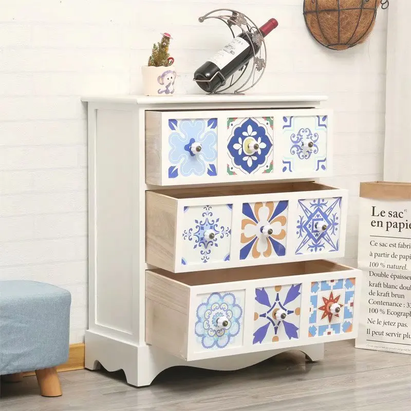 Children Bedroom Furniture Sets Multifunction Baby Mediterranean Style  Living Room Wooden Wall Toy Storage Cabinets