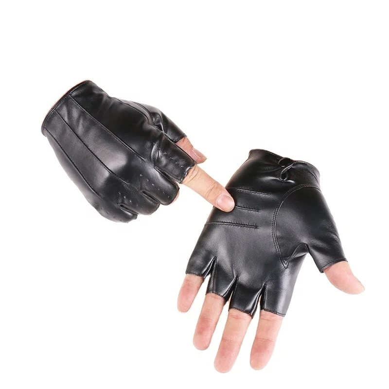 punk fingerless leather gloves